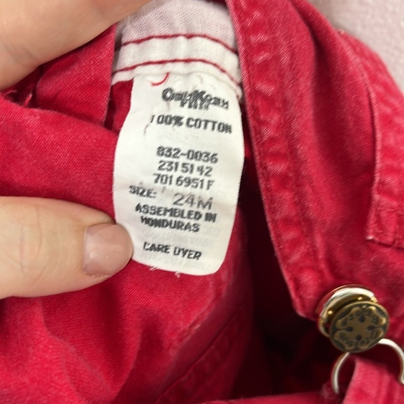 Vintage Baby B'gosh by Oshkosh Red Buckle Overalls Kids 24 Months BLEMISH - Picture 6 of 6